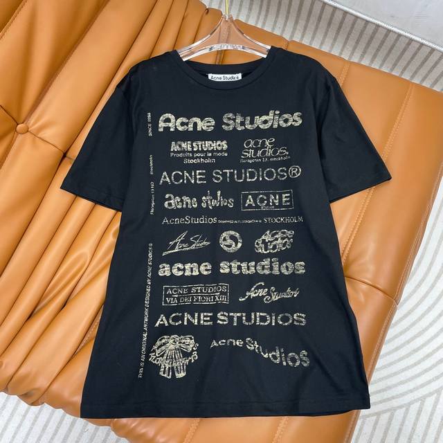 原单品质 Acne Studio* 24春夏新品系列，反印涂鸦签名t恤，专柜同步全定位活性印花，涂鸦签名图案，高级彩绘花卉法式优雅气质。白富美必入高级单品，经典