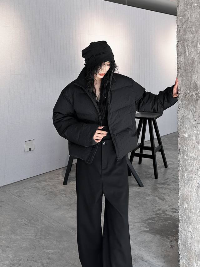 Alexander wang｜新款羽绒服，进口再生纤维面布，内胆白鸭绒填充，保暖力max，短款版型小個子友好，整身重工同色烫钻质感超棒，尺码Sml ［洗涤须知：