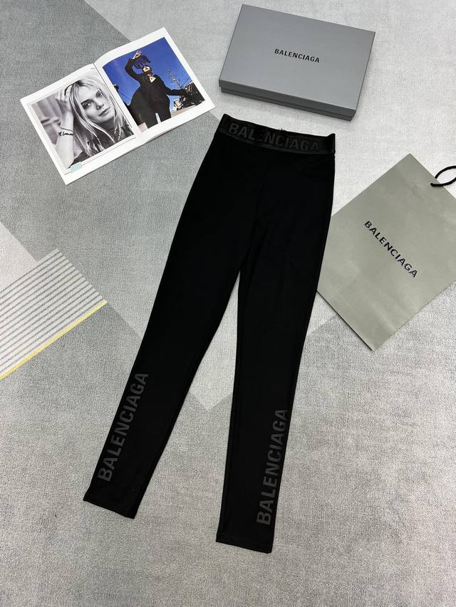 高品质Balenciaga2024新款鲨鱼裤 裤脚logo印花黑色SML