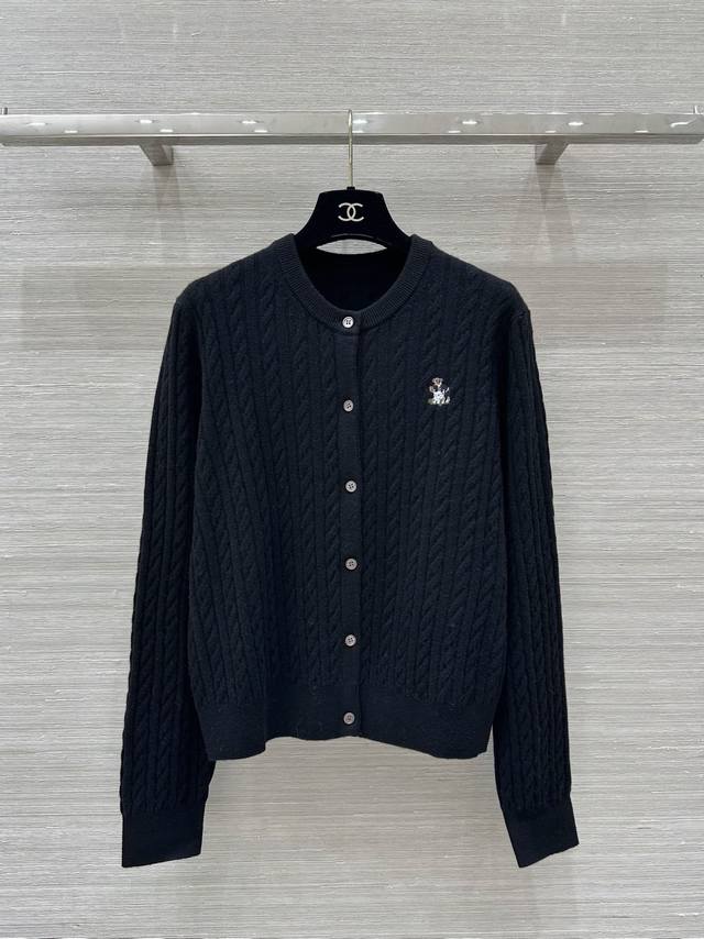 独家首发！高端品质控必入 RL* polo 24秋冬新品，学院风气质绞花圆领羊绒开衫！经典定位小熊刺绣设计经典版型高级又时髦！重磅560克重100%纯羊绒质感超