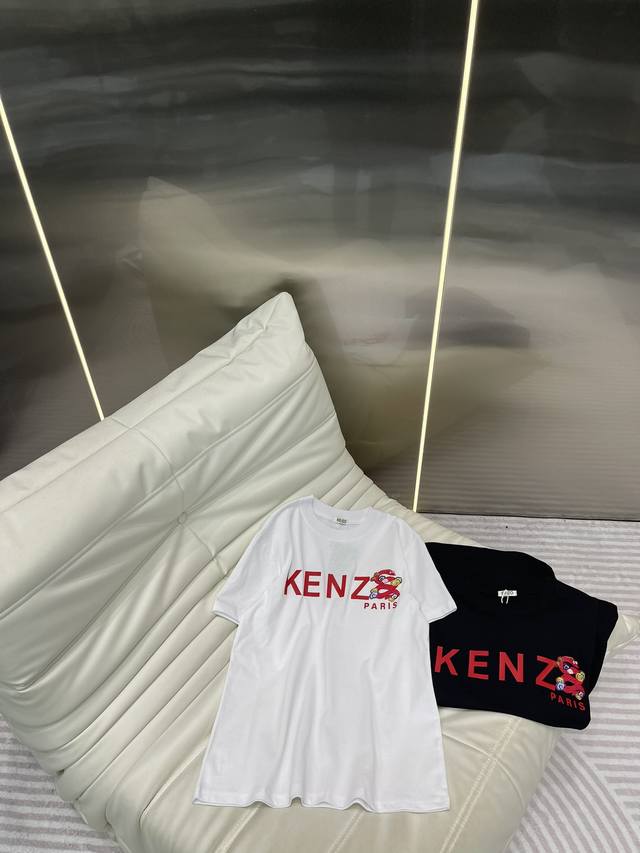 Kenzo 龙年系列25早春新款刺绣印花图案短袖t恤！进口纯棉面料质感舒适！版型不挑人上身显瘦又百搭！单穿打底都好看！Sml