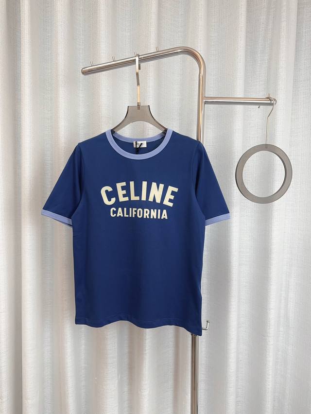 Celi**新款植绒徽标logo撞色t-Shirt 小版型 定制纯棉面料 柔软舒适 采用植绒徽标logo点缀 撞色设计 减龄活力 外穿内搭都超赞 最高品质 欢迎