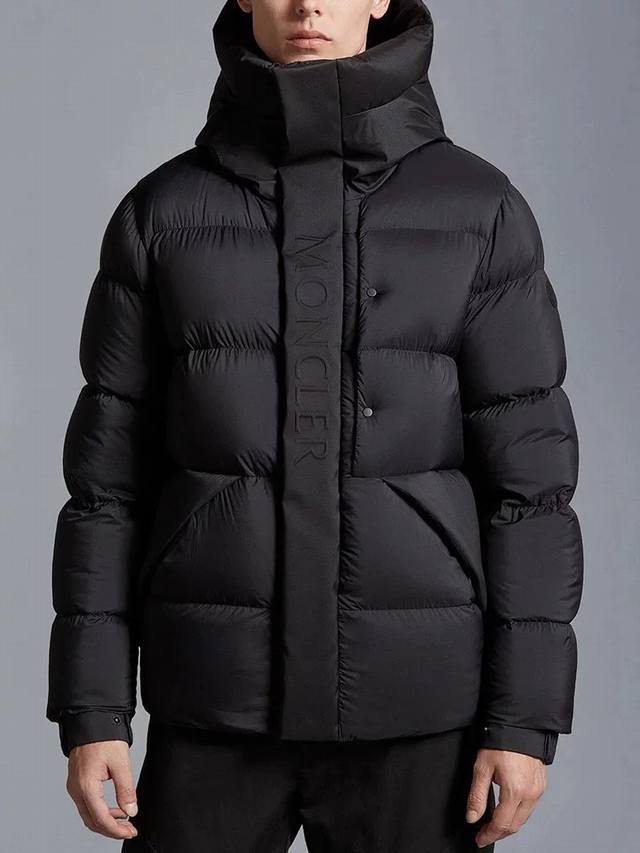 羽绒服 Moncler 蒙口24Fw新款黑武士漆面哑光字母压纹拉链长袖羽绒服12345码数