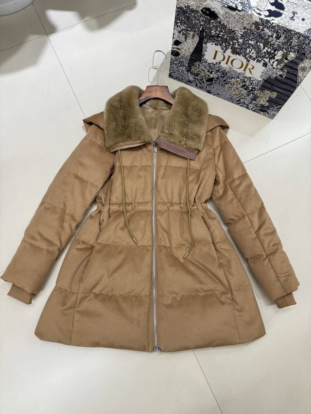 Loro *Piana 同款羊绒鹅绒服帽子可拆卸 36 38 40 水貂毛领+15羊绒面料+90鹅绒内胆。 灰色 驼色 米色 黑色