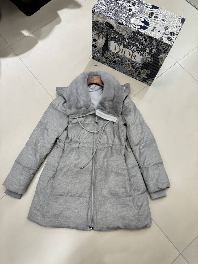 Loro *Piana 同款羊绒鹅绒服帽子可拆卸 36 38 40 水貂毛领+15羊绒面料+90鹅绒内胆。 灰色 驼色 米色 黑色