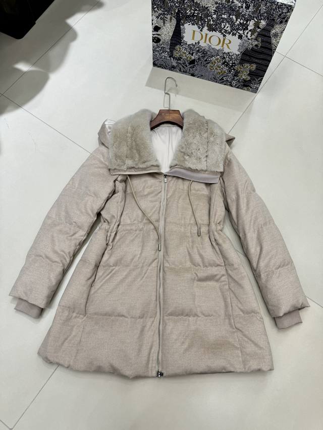 Loro *Piana 同款羊绒鹅绒服帽子可拆卸 36 38 40 水貂毛领+15羊绒面料+90鹅绒内胆。 灰色 驼色 米色 黑色