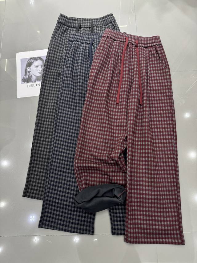 Acne Studios 新款满格子复合羊毛加绒阔腿裤 格子控看过来 穿出时尚时髦感 休闲减龄面料质感绝了 冬季一件过 保暖效果好 三色 Smlxl