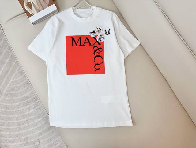 Max&Mo**联名款新款印花徽标logo +高密度刺绣徽标logot-Shirt 定制纯棉面料 质感好 舒适透气 采用印花徽标logo+可爱动物徽标logo点