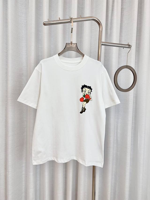 迪士尼**联名款打拳贝蒂印花logo T-Shirt 定制纯棉面料 克重高 质感好 舒适透气 采用印花徽标logo点缀 工艺精致完美 清新活力 最高品质 欢迎对